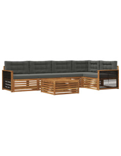 Set di divani da esterno con cuscino 6 pcs Naturale e Antracite