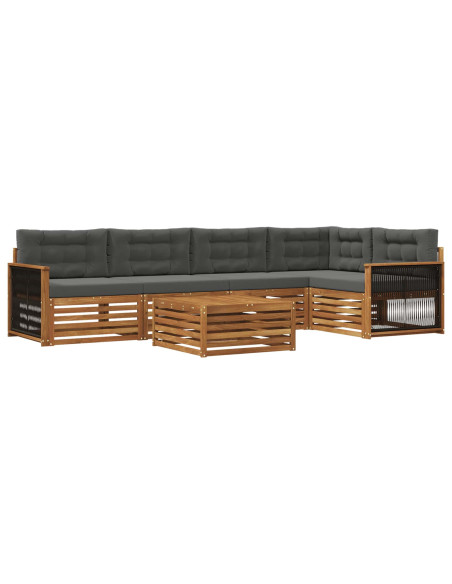 Set di divani da esterno con cuscino 6 pcs Naturale e Antracite