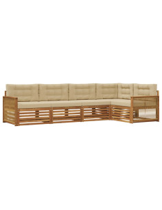 Set di divani da esterno con cuscino 5 pcs Naturale e Beige