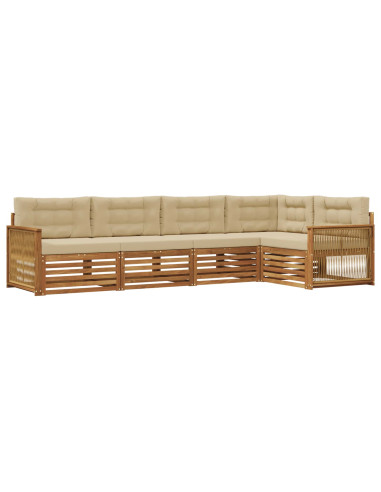 Set di divani da esterno con cuscino 5 pcs Naturale e Beige