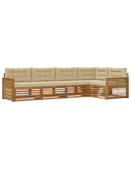 Set di divani da esterno con cuscino 5 pcs Naturale e Beige