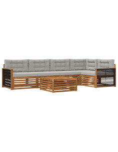 Set di divani da esterno 6 pcs Naturale e Grigio Chiaro