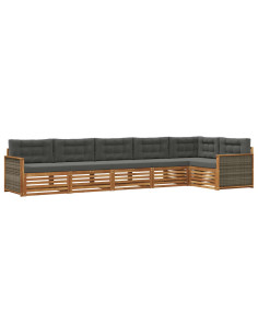 Set di divani da esterno con cuscino 6 pcs Naturale e Antracite