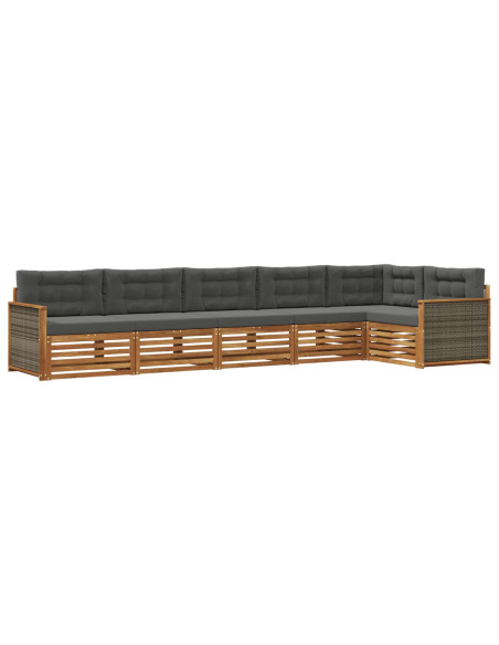 Set di divani da esterno con cuscino 6 pcs Naturale e Antracite