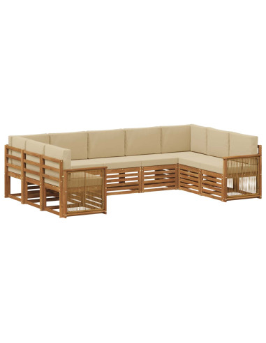 Set divano sezionale con cuscino 7 pcs Naturale