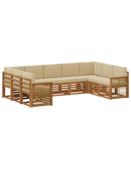 Set divano sezionale con cuscino 7 pcs Naturale