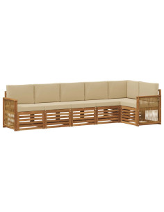 Set divano sezionale con cuscino 5 pcs Naturale