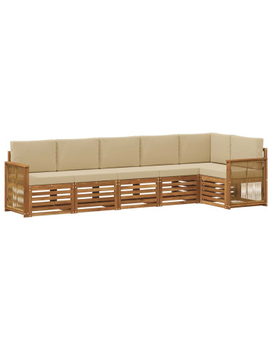 Set divano sezionale con cuscino 5 pcs Naturale