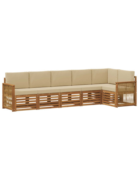 Set divano sezionale con cuscino 5 pcs Naturale