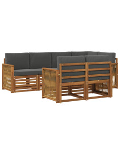 Set divano sezionale con cuscino 6 pcs Naturale e Antracite