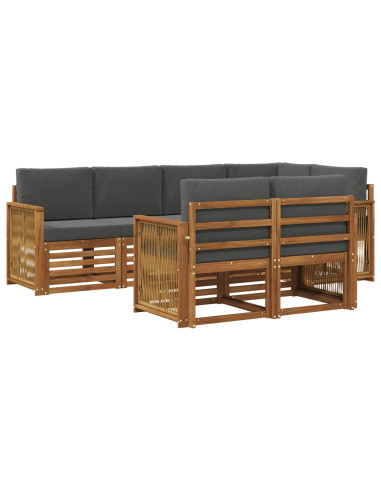 Set divano sezionale con cuscino 6 pcs Naturale e Antracite