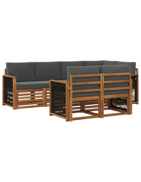 Set divano sezionale con cuscino 6 pcs Naturale e Antracite