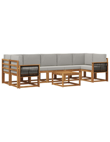 Set di divani da esterno 6 pcs Naturale e Grigio Chiaro