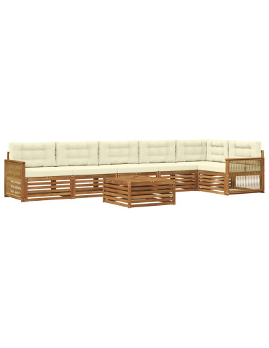 Set di divani da esterno con cuscino 7 pcs Naturale e Crema