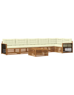 Set di divani da esterno con cuscino 7 pcs Naturale e Crema