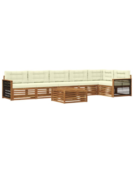 Set di divani da esterno con cuscino 7 pcs Naturale e Crema