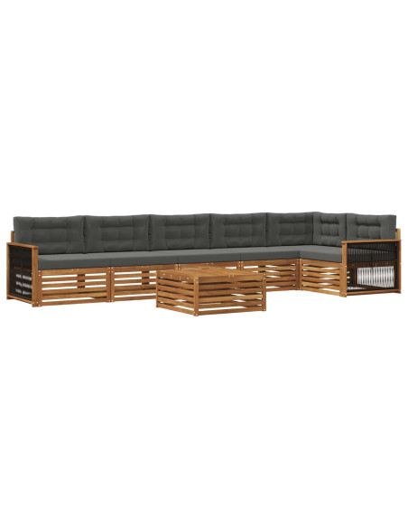 Set di divani da esterno con cuscino 7 pcs Naturale e Antracite