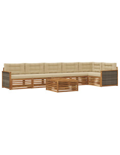 Set di divani da esterno con cuscino 7 pcs Naturale e Beige