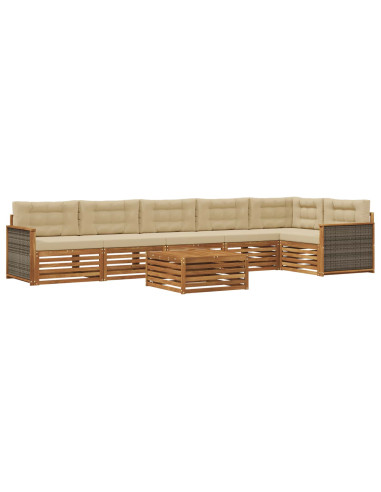 Set di divani da esterno con cuscino 7 pcs Naturale e Beige