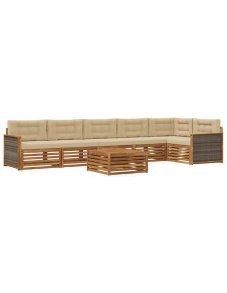 Set di divani da esterno con cuscino 7 pcs Naturale e Beige