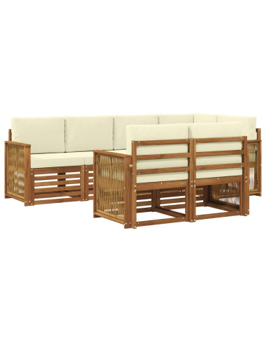 Set divano sezionale con cuscino 6 pcs Naturale e Crema