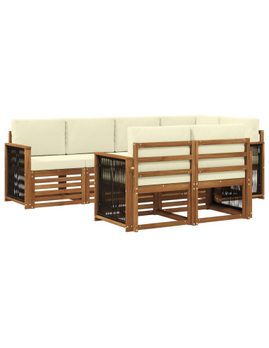 Set divano sezionale con cuscino 6 pcs Naturale e Crema