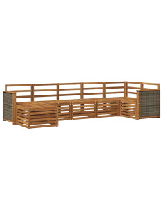 Set divano sezionale 6 pcs Naturale Legno di Acacia Massello