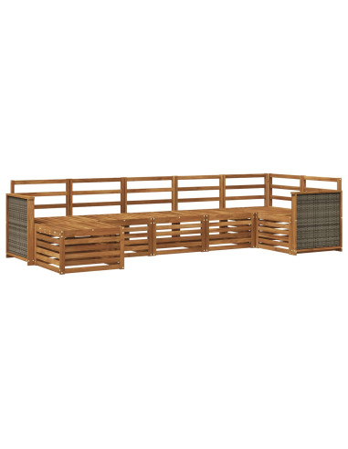Set divano sezionale 6 pcs Naturale Legno di Acacia Massello