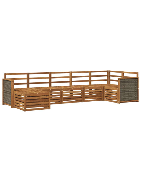 Set divano sezionale 6 pcs Naturale Legno di Acacia Massello