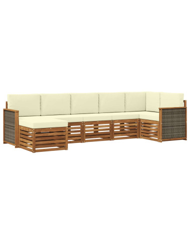 Set divano sezionale con cuscino 6 pcs Naturale e Crema