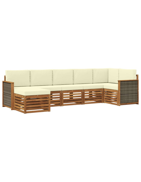 Set divano sezionale con cuscino 6 pcs Naturale e Crema