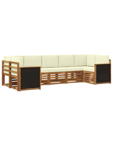 Set divano sezionale con cuscino 6 pcs Naturale e Crema