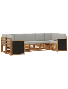 Set divano sezionale con cuscino 6 pcs Naturale e Grigio Chiaro
