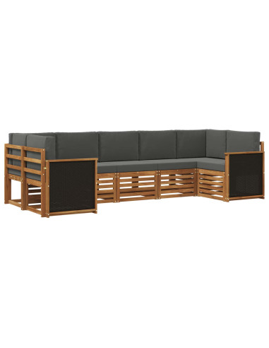 Set divano sezionale con cuscino 6 pcs Naturale e Antracite