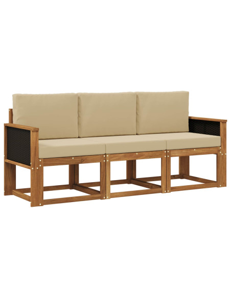 Set di divani da esterno con cuscino 3 pcs Naturale