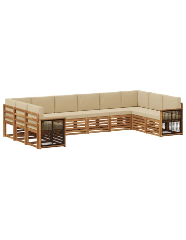 Set divano sezionale con cuscino 7 pcs Naturale