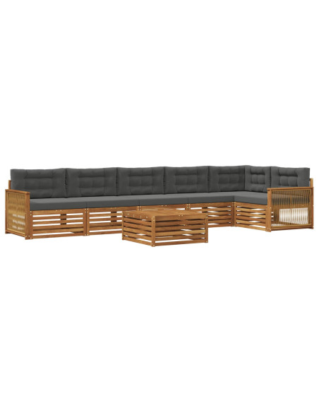 Set di divani da esterno con cuscino 7 pcs Naturale e Antracite