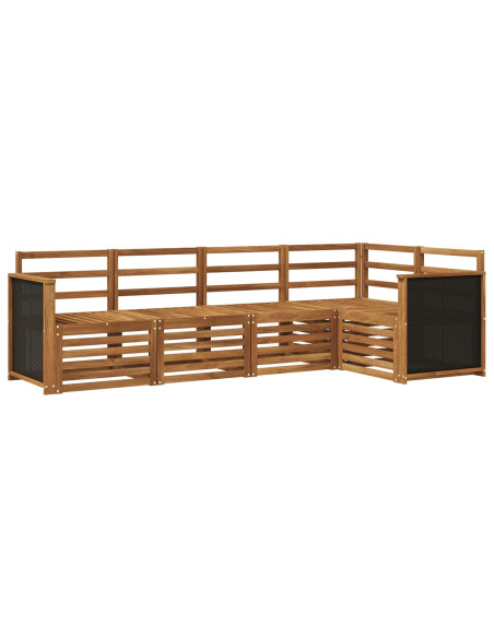 Set divano sezionale 4 pcs Naturale Legno di Acacia Massello