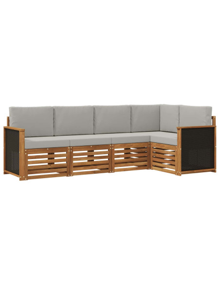 Set divano sezionale con cuscino 4 pcs Naturale e Grigio Chiaro