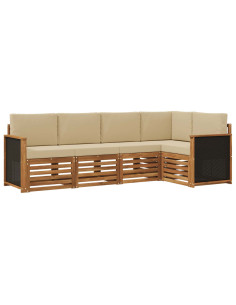 Set divano sezionale con cuscino 4 pcs Naturale