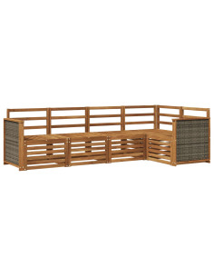 Set divano sezionale 4 pcs Naturale Legno di Acacia Massello
