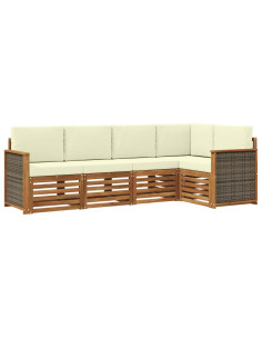 Set divano sezionale con cuscino 4 pcs Naturale e Crema