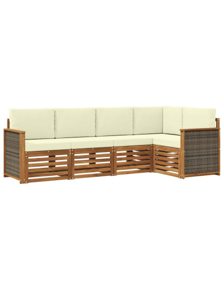 Set divano sezionale con cuscino 4 pcs Naturale e Crema
