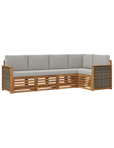 Set divano sezionale con cuscino 4 pcs Naturale e Grigio Chiaro