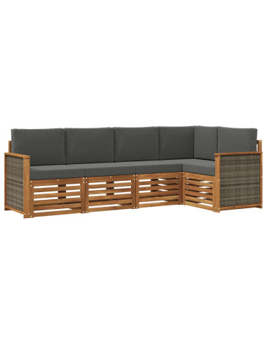 Set divano sezionale con cuscino 4 pcs Naturale e Antracite