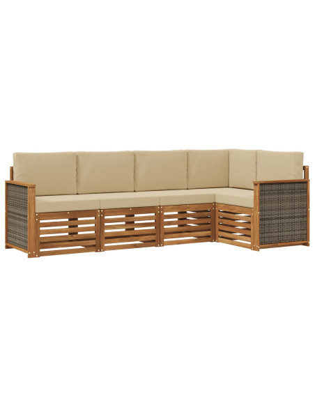 Set divano sezionale con cuscino 4 pcs Naturale