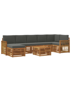 Set di divani da esterno con cuscino 7 pcs Naturale e Antracite