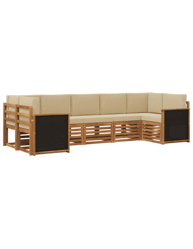 Set divano sezionale con cuscino 6 pcs Naturale
