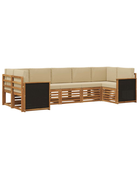 Set divano sezionale con cuscino 6 pcs Naturale