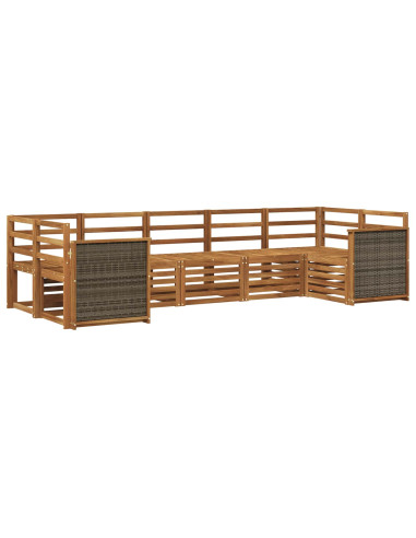 Set divano sezionale 6 pcs Naturale Legno di Acacia Massello